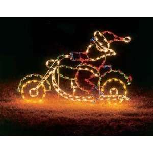  Santa Riding Motorcycle   Christmas Light Display