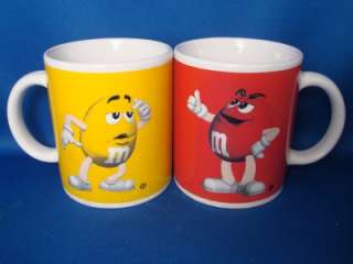 Mars Yellow & Red 2 M&M Coffee Mugs Novelty Collector Cups M & M M&Ms 