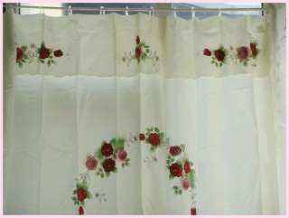 Sweet Applique N 3D Rose Shower Curtain Polyester B  