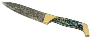 HANDMADE DAMASCUS KITCHEN KNIFE WITH ABALONE HANDLE   28cm  