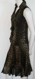 DANA BUCHMAN Black Brown Silk Leopard Blouse NEW sz 6P  