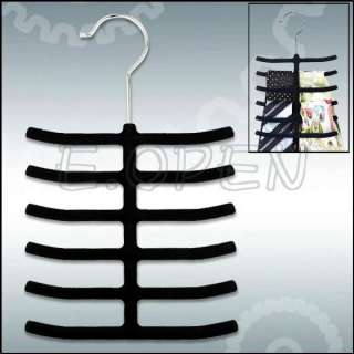 Neck Tie Belt Hanger Rack Closet Organizer Velvet Black  