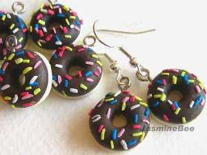DONUTS Polymer Fimo Clay Earrings Charms Beads 15mm*6  