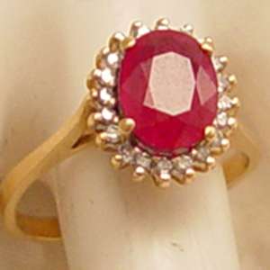 Vintage exquisito rubí de 2.2 quilates y de Diam anillo de oro 14K