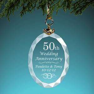   Personalized Wedding Anniversary Crystal Gift Ornament