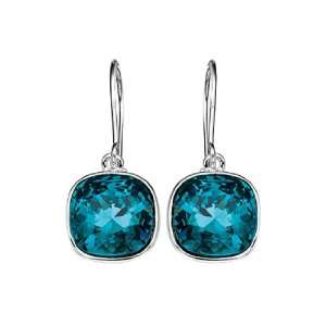   Silver Blue Swarovski Crystal Drop Earrings Elements Jewelry