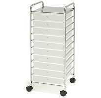 New Chrome 10 Drawer Rolling Scrapbook Cart Storage Drawers fit 12x12 