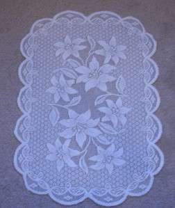 VICTORIAN LACE ECRU RUNNER LILY DOILY TABLE DRESSER FANCY SCALLOP EDGE 