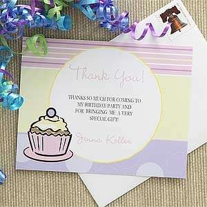  Pink Personalized Girls Thank You Cards   Cupcakes Health 