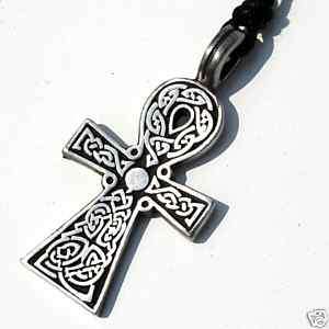 20B Silver PEWTER Egyptian Cross ANKH Necklace PENDANT  