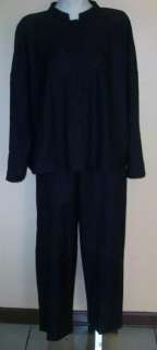 Eileen Fisher Plum Wool Mandarin Jacket Pant Set Sz M/L  