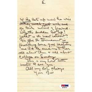 Bill Tilden Hand Signed & Written 1 Page Letter Psa Coa   Sports 