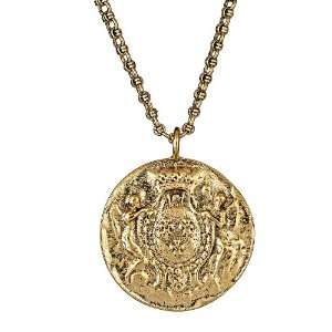  Kenneth Jay Lane   Gold Coin Pendant Necklace Jewelry