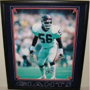  Lawrence Taylor Autographed Picture   SUEDE Framed 16X20 