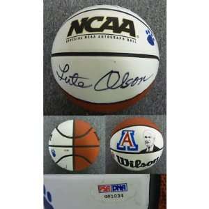  Lute Olson Signed Arizona Portrait Basketball PSA COA 