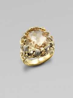 David Yurman   Diamond Accented Champagne Citrine 18K Gold Ring