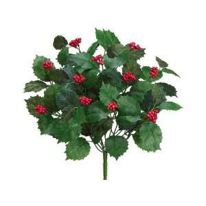 Faux 19 Matt Satin Mixed Holly Berry Bush x11 Two Tone Green (Pack of 