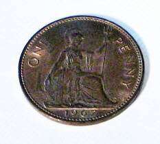 LOT of 8 Queen Elizabeth II One Penny coins 1967 UK ~ Great Britain 