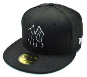 MLB New Era FITTED NEW YORK YANKEES CUSTOM Hat BK/B W  