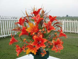 Thanksgiving Cemetery Flowers Orange Day Lily Summer Grave Urn Cone 