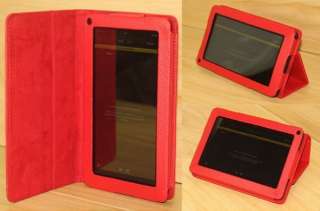 PU Leather Folio Stand Case Cover for  Kindle Fire 7 Tablet Red 