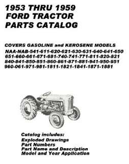1811 1821 1841 FORD TRACTOR PARTS BOOK MANUAL 1953 1959  