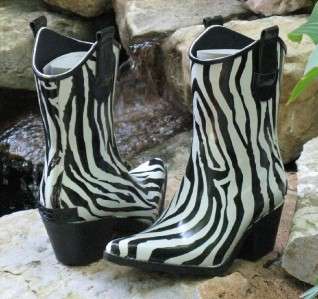 Girls Cowboy Western Rain Boots Zebra Small Size 10  11  