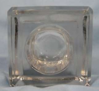 Vintage CLEAR HEAVY GLASS INKWELL Wheating Marks (O)  
