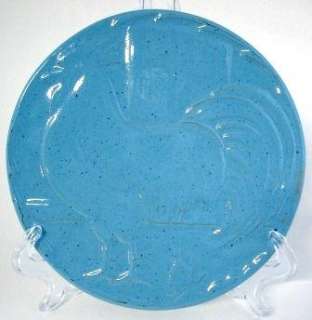 Frankoma Pottery Blue Speckled Rooster Trivet Hot Plate  