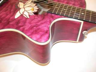 LUNA Flora Lotus Deep Purple Acoustic/Electric Guitar  