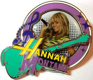 Disney Pin HANNAH MONTANA Logo 3D GUITAR Round PHOTO  