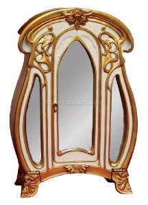 NEW Art Nouveau Miniature Mirrored Jewelry Armoire  