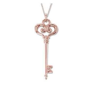  14k Rose Gold Diamond Medium Key Pendant Jewelry