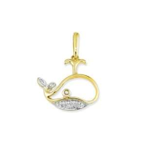   10k Yellow Gold Sea Ocean Whale Fish Charm Pendant Jewelry