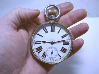ANTIQUE WORKING LARGE GOLIATH SILVER 8 DAY POCKET WATCH BREVET SWISS 