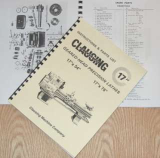 CLAUSING/Colchester 17 Lathe Operating & Parts Manual  