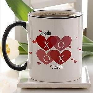  Personalized Coffee Mug   Hearts, Hugs & Kisses