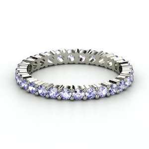 Rich & Thin Eternity Band, 14K White Gold Ring with Tanzanite