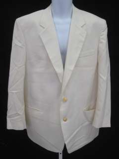 DESIGNER Mens Ivory Button Front Blazer Jacket Sz 44  