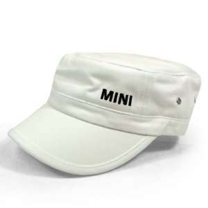    MINI Cooper Ladies White Denim Military Style Cap Automotive