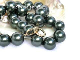 Authentic round black south sea shell pearls necklace 9  
