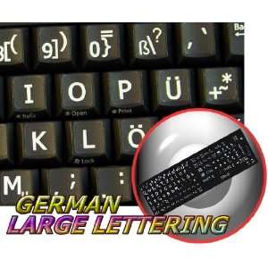  GERMAN LARGE UPPER CASE NON TRANSPARENT KEYBOARD STICKERS 
