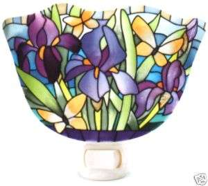 Purple Iris Night light stained glass Tiffany Flower  