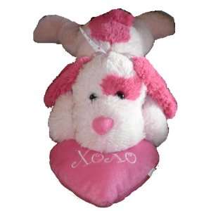   Hugs and Kisses Pink Lounging Dog with Pink XOXO Heart Toys & Games