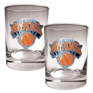   York Knicks NBA 2pc Rocks Glass Set   Primary Logo