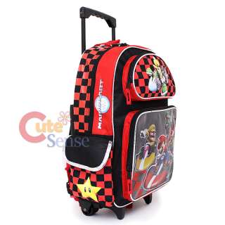 Super Mario Wii Kart Large School Roller Backpack Lunch Box Bag Set 