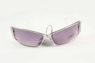 VG 19 07 Front Silver Frame with White Ear Stems with Purple Lens