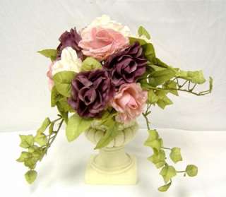 MAUVE BEIGE PLUM Silk Roses Wedding Bridal Bouquet  