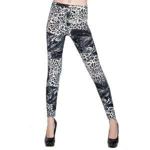  Snow Leopard and Patern Leggings Size M/L 