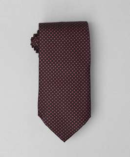 Zegna black dotted circle print silk tie